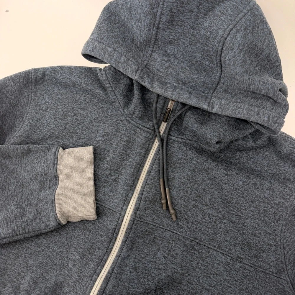 The North Face Hoodie Men XXL Blue Full Zip Sherpa Lined Fleece Heathered Jacket